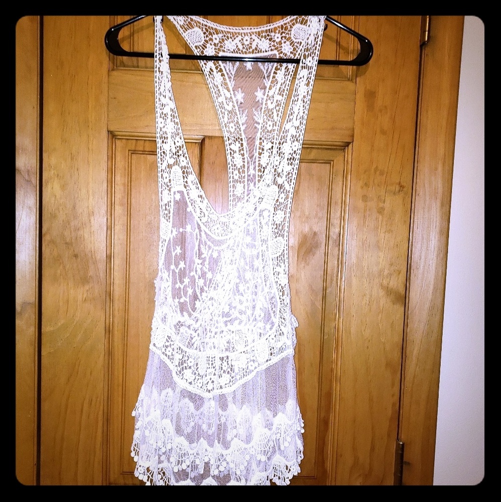 Lace racerback overshirt